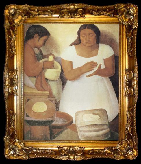 framed  Diego Rivera Make the tortilla, ta009-2